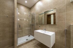 ADA accessible walk-in shower bathroom